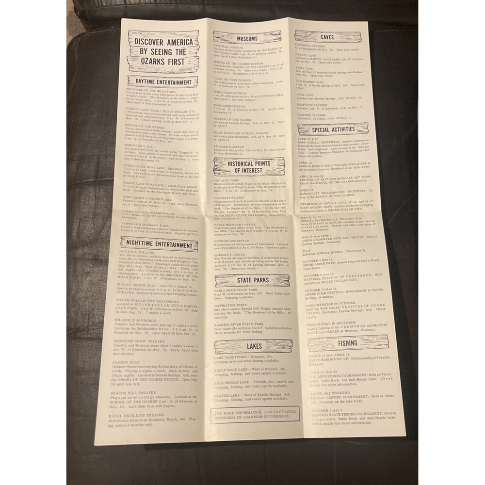 Ozark Entertainment Guide 1970s Branson, MO Info Brochure - Shepard of the Hills - Picture 5 of 5